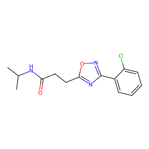 3-[3-(2-chlorophenyl)-1,2,4-oxadiazol-5-yl]-N-(propan-2-yl)propanamide structure