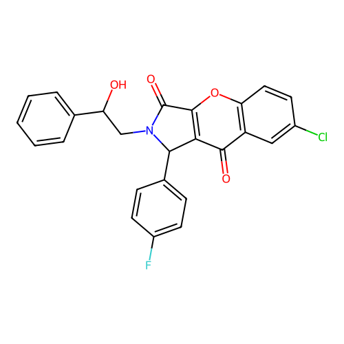 7-chloro-1-(4-fluorophenyl)-2-(2-hydroxy-2-phenylethyl)-1,2-dihydrochromeno[2,3-c]pyrrole-3,9-dione structure