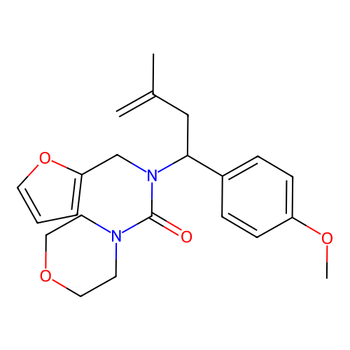 N-(furan-2-ylmethyl)-N-[1-(4-methoxyphenyl)-3-methylbut-3-enyl]morpholine-4-carboxamide structure