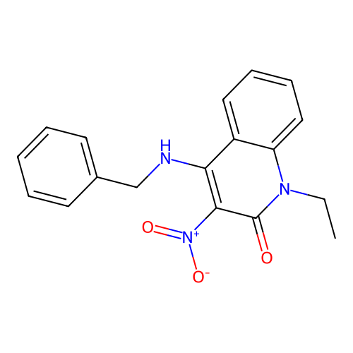 4-(benzylamino)-1-ethyl-3-nitroquinolin-2(1H)-one structure
