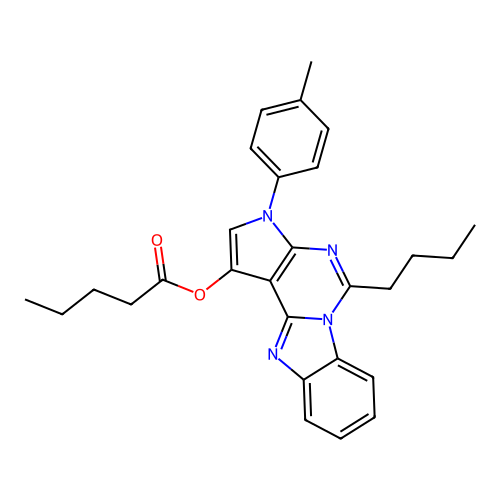 5-butyl-3-(p-tolyl)-3H-benzo[4,5]imidazo[1,2-c]pyrrolo[3,2-e]pyrimidin-1-yl pentanoate structure