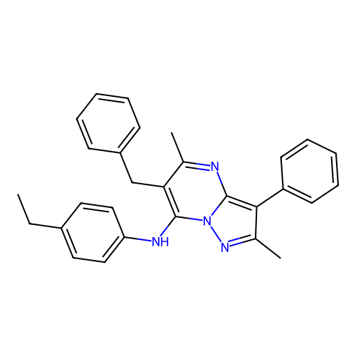 6-benzyl-N-(4-ethylphenyl)-2,5-dimethyl-3-phenylpyrazolo[1,5-a]pyrimidin-7-amine structure