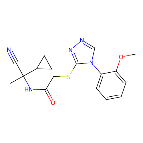 N-(1-cyano-1-cyclopropylethyl)-2-[[4-(2-methoxyphenyl)-1,2,4-triazol-3-yl]sulfanyl]acetamide structure