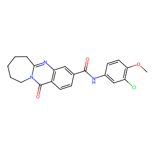 N-(3-chloro-4-methoxyphenyl)-12-oxo-6,7,8,9,10,12-hexahydroazepino[2,1-b]quinazoline-3-carboxamide structure