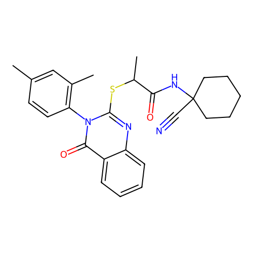 N-(1-cyanocyclohexyl)-2-[3-(2,4-dimethylphenyl)-4-oxo-quinazolin-2-yl]sulfanyl-propanamide structure