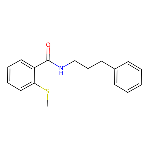 2-methylsulfanyl-N-(3-phenylpropyl)benzamide structure