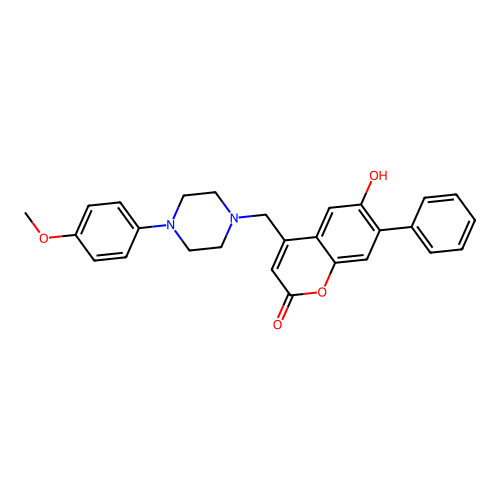 6-Hydroxy-4-[[4-(4-methoxyphenyl)piperazin-1-yl]methyl]-7-phenylchromen-2-one structure