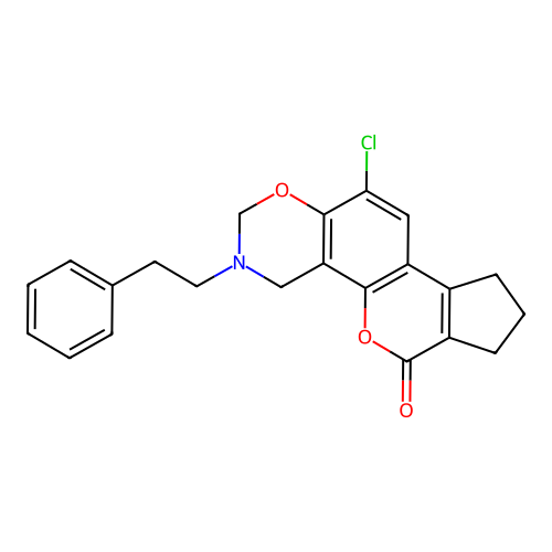 11-CHLORO-3-PHENETHYL-3,4,8,9-TETRAHYDRO-2H-CYCLOPENTA[3,4]CHROMENO[8,7-E][1,3]OXAZIN-6(7H)-ONE structure