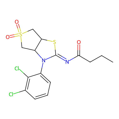 N-[(2Z)-3-(2,3-dichlorophenyl)-5,5-dioxidotetrahydrothieno[3,4-d][1,3]thiazol-2(3H)-ylidene]butanamide structure