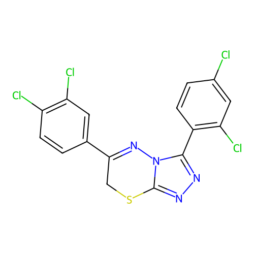 3-(2,4-dichlorophenyl)-6-(3,4-dichlorophenyl)-7H-[1,2,4]triazolo[3,4-b][1,3,4]thiadiazine structure