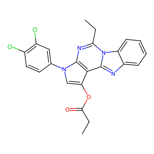 3-(3,4-dichlorophenyl)-5-ethyl-3H-benzo[4,5]imidazo[1,2-c]pyrrolo[3,2-e]pyrimidin-1-yl propionate structure