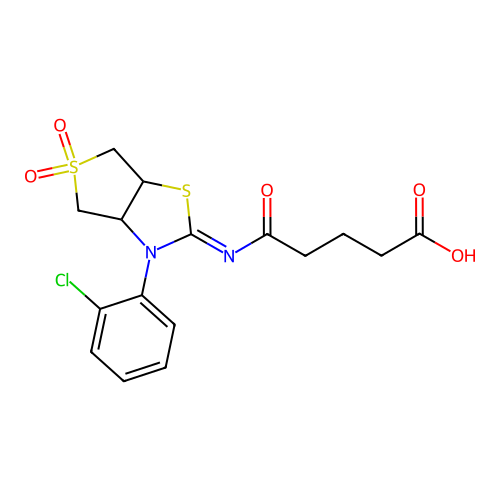5-{[(2Z)-3-(2-chlorophenyl)-5,5-dioxidotetrahydrothieno[3,4-d][1,3]thiazol-2(3H)-ylidene]amino}-5-oxopentanoic acid structure
