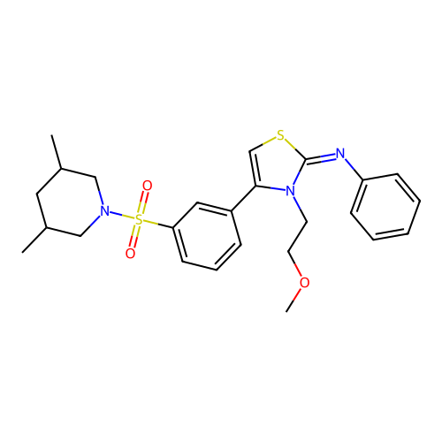 N-[(2Z)-4-{3-[(3,5-dimethylpiperidin-1-yl)sulfonyl]phenyl}-3-(2-methoxyethyl)-1,3-thiazol-2(3H)-ylidene]aniline structure