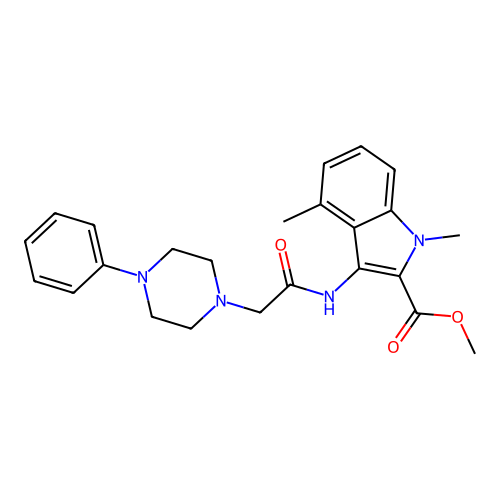 methyl 1,4-dimethyl-3-(2-(4-phenylpiperazin-1-yl)acetamido)-1H-indole-2-carboxylate structure