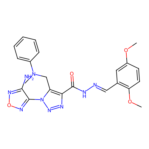 (E)-1-(4-amino-1,2,5-oxadiazol-3-yl)-N'-(2,5-dimethoxybenzylidene)-5-((methyl(phenyl)amino)methyl)-1H-1,2,3-triazole-4-carbohydrazide structure