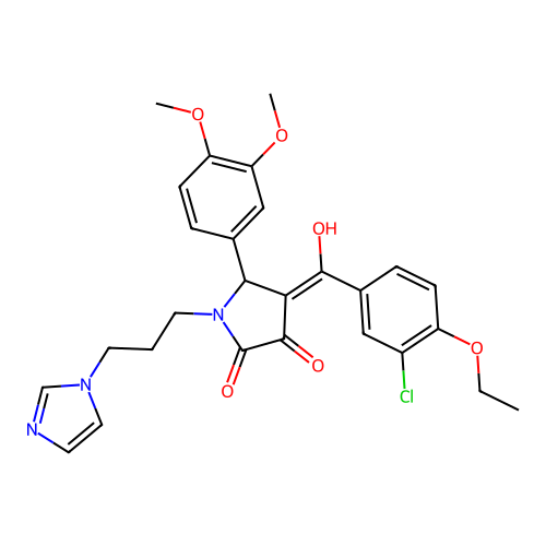 (4E)-4-[(3-chloro-4-ethoxyphenyl)-hydroxymethylidene]-5-(3,4-dimethoxyphenyl)-1-(3-imidazol-1-ylpropyl)pyrrolidine-2,3-dione structure