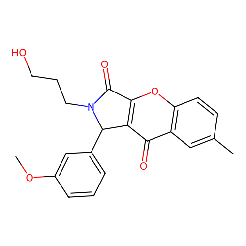 2-(3-hydroxypropyl)-1-(3-methoxyphenyl)-7-methyl-1,2-dihydrochromeno[2,3-c]pyrrole-3,9-dione structure