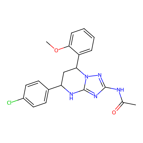 N-(5-(4-chlorophenyl)-7-(2-methoxyphenyl)-4,5,6,7-tetrahydro-[1,2,4]triazolo[1,5-a]pyrimidin-2-yl)acetamide structure