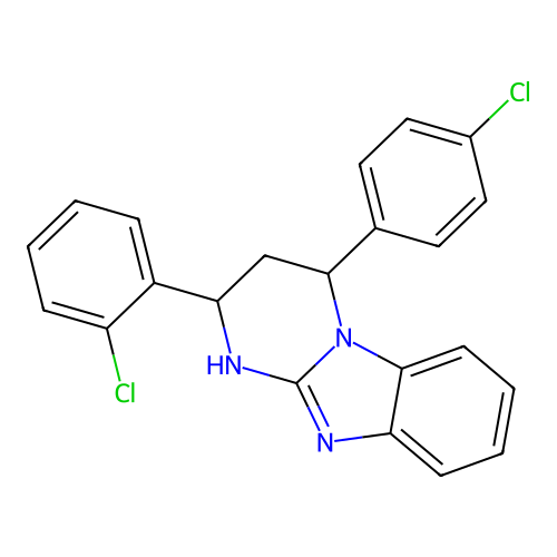 2-(2-chlorophenyl)-4-(4-chlorophenyl)-1,2,3,4-tetrahydropyrimido[1,2-a]benzimidazole structure