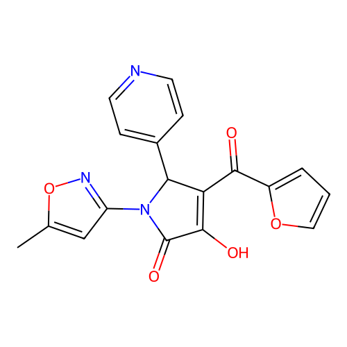 4-(furan-2-ylcarbonyl)-3-hydroxy-1-(5-methyl-1,2-oxazol-3-yl)-5-(pyridin-4-yl)-1,5-dihydro-2H-pyrrol-2-one structure