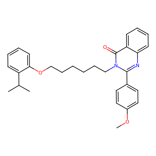2-(4-methoxyphenyl)-3-{6-[2-(propan-2-yl)phenoxy]hexyl}quinazolin-4(3H)-one structure