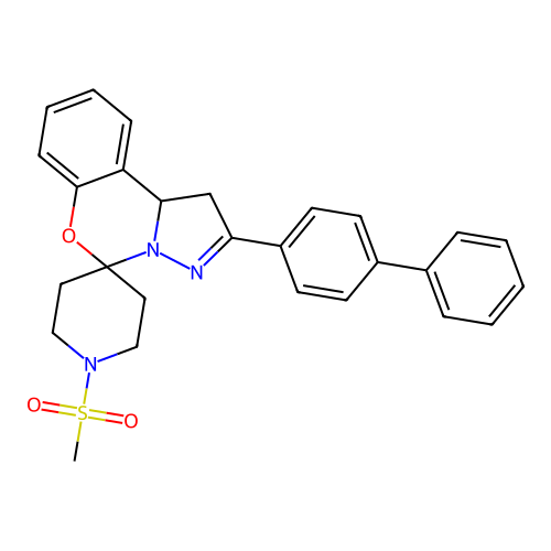 1'-methylsulfonyl-2-(4-phenylphenyl)spiro[1,10b-dihydropyrazolo[1,5-c][1,3]benzoxazine-5,4'-piperidine] structure