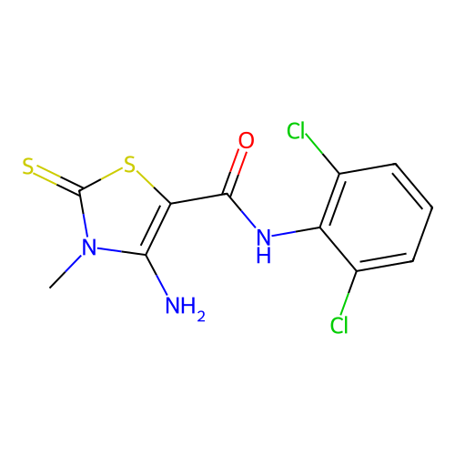 4-amino-N-(2,6-dichlorophenyl)-3-methyl-2-thioxo-2,3-dihydro-1,3-thiazole-5-carboxamide structure