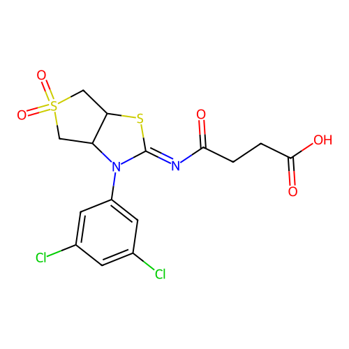 (Z)-4-((3-(3,5-dichlorophenyl)-5,5-dioxidotetrahydrothieno[3,4-d]thiazol-2(3H)-ylidene)amino)-4-oxobutanoic acid structure