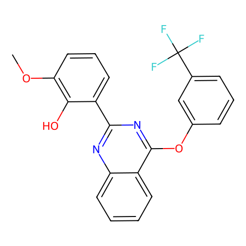 2-Methoxy-6-(4-(3-(trifluoromethyl)phenoxy)quinazolin-2-yl)phenol structure