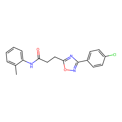 3-[3-(4-chlorophenyl)-1,2,4-oxadiazol-5-yl]-N-(2-methylphenyl)propanamide structure