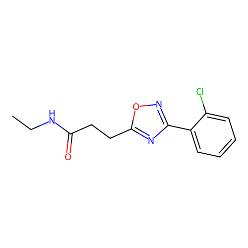 3-[3-(2-chlorophenyl)-1,2,4-oxadiazol-5-yl]-N-ethylpropanamide structure