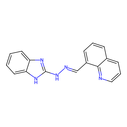8-[(E)-(1,3-dihydro-2H-benzimidazol-2-ylidenehydrazinylidene)methyl]quinoline structure