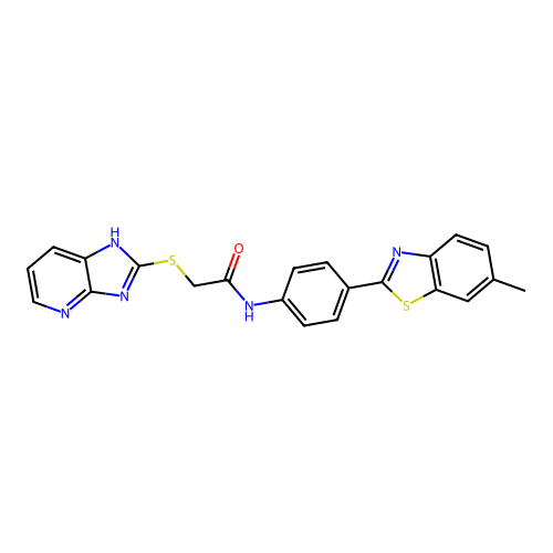 2-((3H-imidazo[4,5-b]pyridin-2-yl)thio)-N-(4-(6-methylbenzo[d]thiazol-2-yl)phenyl)acetamide structure