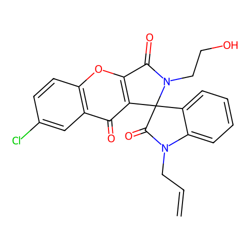 7-chloro-2-(2-hydroxyethyl)-1'-prop-2-enylspiro[chromeno[2,3-c]pyrrole-1,3'-indole]-2',3,9-trione structure