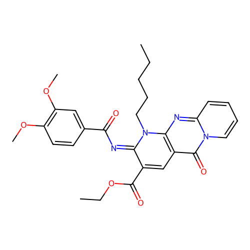 (Z)-ethyl 2-((3,4-dimethoxybenzoyl)imino)-5-oxo-1-pentyl-2,5-dihydro-1H-dipyrido[1,2-a:2',3'-d]pyrimidine-3-carboxylate structure