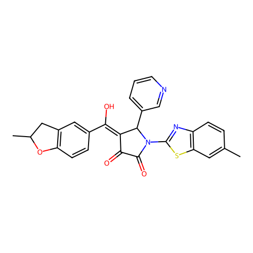 3-hydroxy-1-(6-methyl-1,3-benzothiazol-2-yl)-4-(2-methyl-2,3-dihydro-1-benzofuran-5-carbonyl)-5-(pyridin-3-yl)-2,5-dihydro-1H-pyrrol-2-one structure