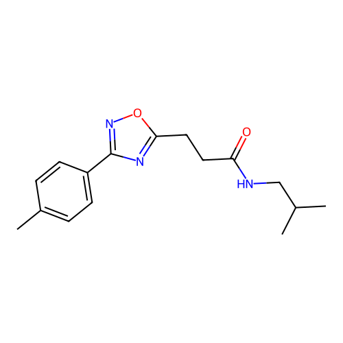 3-[3-(4-methylphenyl)-1,2,4-oxadiazol-5-yl]-N-(2-methylpropyl)propanamide structure
