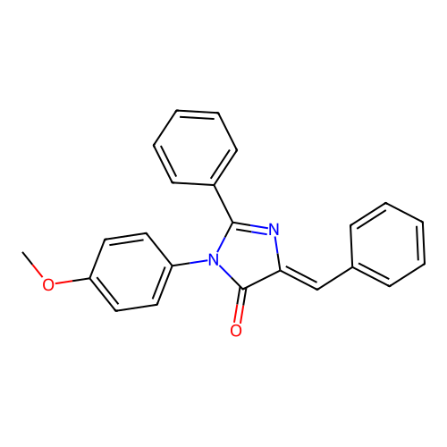 (5Z)-5-benzylidene-3-(4-methoxyphenyl)-2-phenyl-3,5-dihydro-4H-imidazol-4-one structure