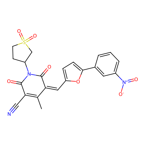 1-(1,1-dioxothiolan-3-yl)-4-methyl-5-[[5-(3-nitrophenyl)furan-2-yl]methylidene]-2,6-dioxopyridine-3-carbonitrile structure