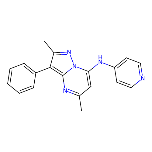2,5-dimethyl-3-phenyl-N-(pyridin-4-yl)pyrazolo[1,5-a]pyrimidin-7-amine structure