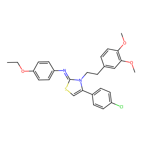N-[(2Z)-4-(4-chlorophenyl)-3-[2-(3,4-dimethoxyphenyl)ethyl]-1,3-thiazol-2(3H)-ylidene]-4-ethoxyaniline structure
