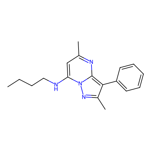N-butyl-2,5-dimethyl-3-phenylpyrazolo[1,5-a]pyrimidin-7-amine structure