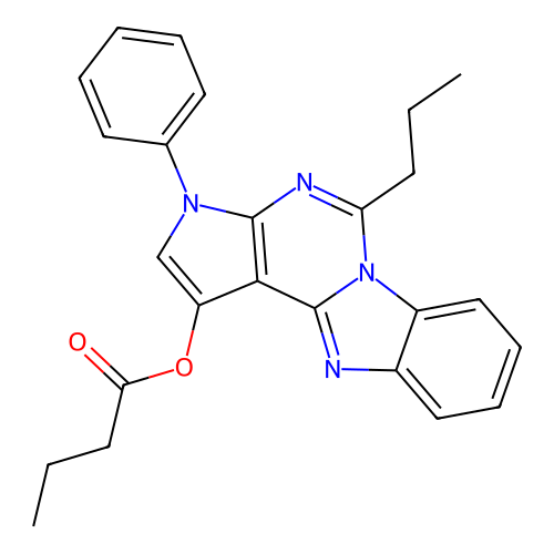 3-phenyl-5-propyl-3H-benzo[4,5]imidazo[1,2-c]pyrrolo[3,2-e]pyrimidin-1-yl butyrate structure