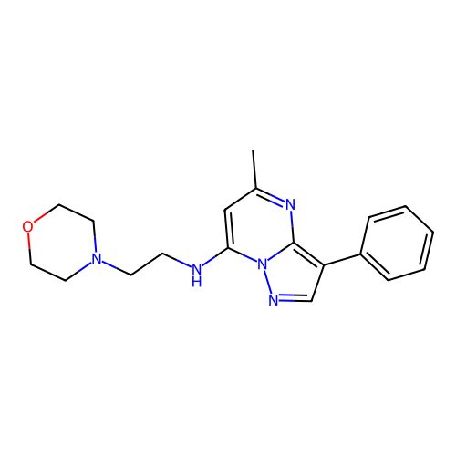 5-methyl-N-(2-morpholin-4-ylethyl)-3-phenylpyrazolo[1,5-a]pyrimidin-7-amine structure