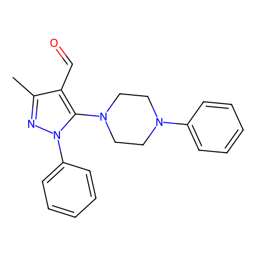 3-Methyl-1-phenyl-5-(4-phenylpiperazin-1-yl)pyrazole-4-carbaldehyde structure