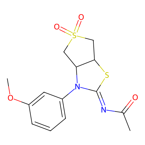 N-[(2Z)-3-(3-methoxyphenyl)-5,5-dioxidotetrahydrothieno[3,4-d][1,3]thiazol-2(3H)-ylidene]acetamide structure