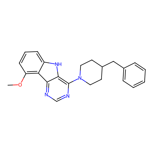 4-(4-benzylpiperidin-1-yl)-9-methoxy-5H-pyrimido[5,4-b]indole structure