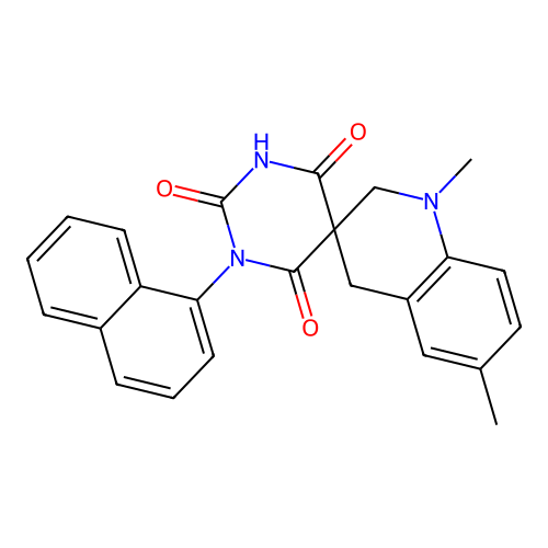 1',6'-dimethyl-1-(naphthalen-1-yl)-2',4'-dihydro-1H,1'H-spiro[pyrimidine-5,3'-quinoline]-2,4,6(3H)-trione structure