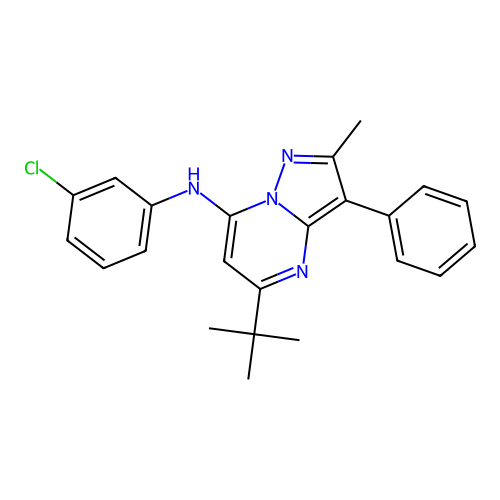 5-tert-butyl-N-(3-chlorophenyl)-2-methyl-3-phenylpyrazolo[1,5-a]pyrimidin-7-amine structure