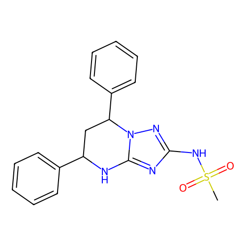 N-(5,7-diphenyl-1,5,6,7-tetrahydro-[1,2,4]triazolo[1,5-a]pyrimidin-2-yl)methanesulfonamide structure